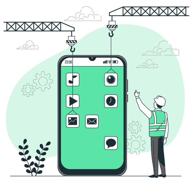 Ilustración del concepto de desarrollo móvil