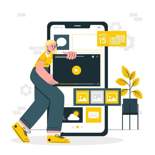 Ilustración del concepto de desarrollo móvil