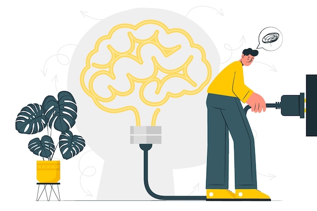 Ilustración del concepto de desconexión mental