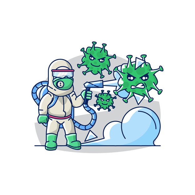Ilustración del concepto de desinfectante del coronavirus covid-19 ...