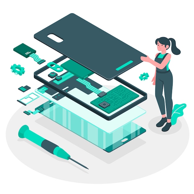 Ilustración del concepto de desmontaje del producto