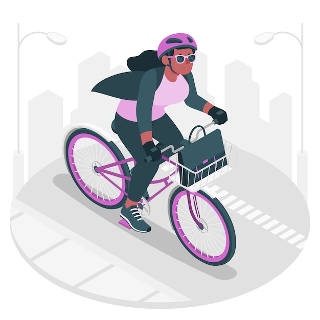 Vector gratuito ilustración del concepto de desplazamiento en bicicleta