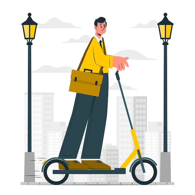 Vector gratuito ilustración del concepto de desplazamiento en scooter