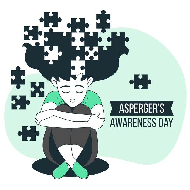 Ilustración del concepto del día de la conciencia de Asperger