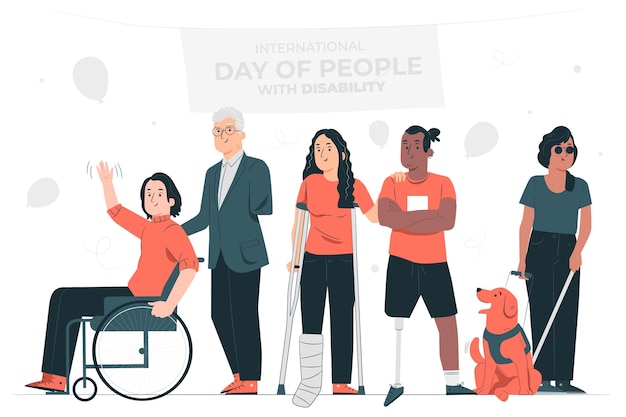 Vector gratuito ilustración de concepto de día de discapacitados