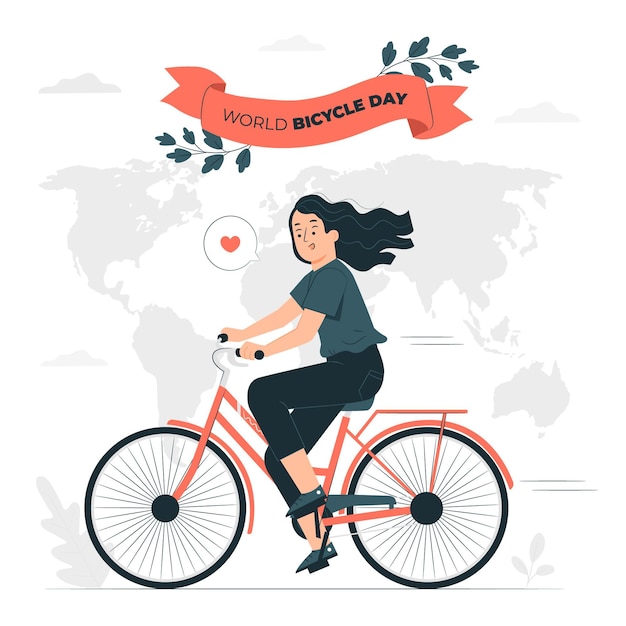 Vector gratuito ilustración del concepto del día mundial de la bicicleta