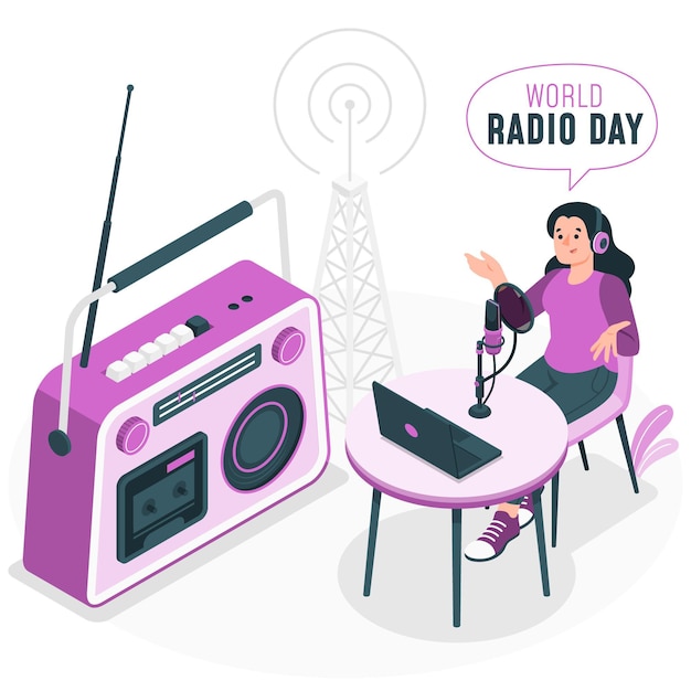 Vector gratuito ilustración del concepto del día mundial de la radio