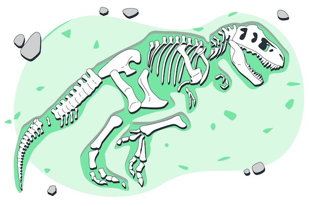 Ilustración del concepto de dinosaurio fósil