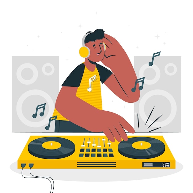 Vector gratuito ilustración del concepto de disc jockey