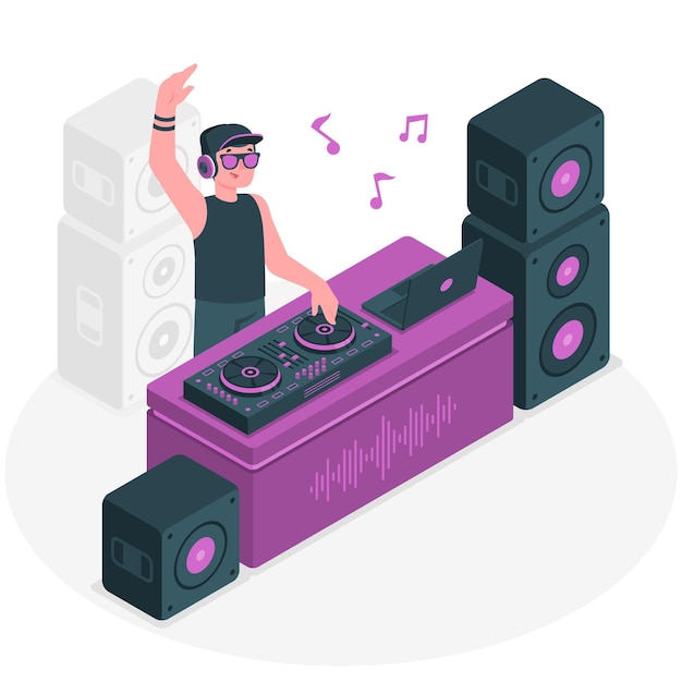 Vector gratuito ilustración del concepto de disc jockey