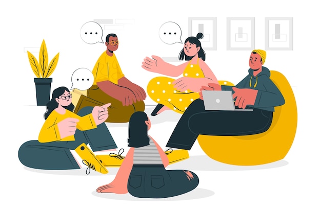 Ilustración del concepto de discusión grupal