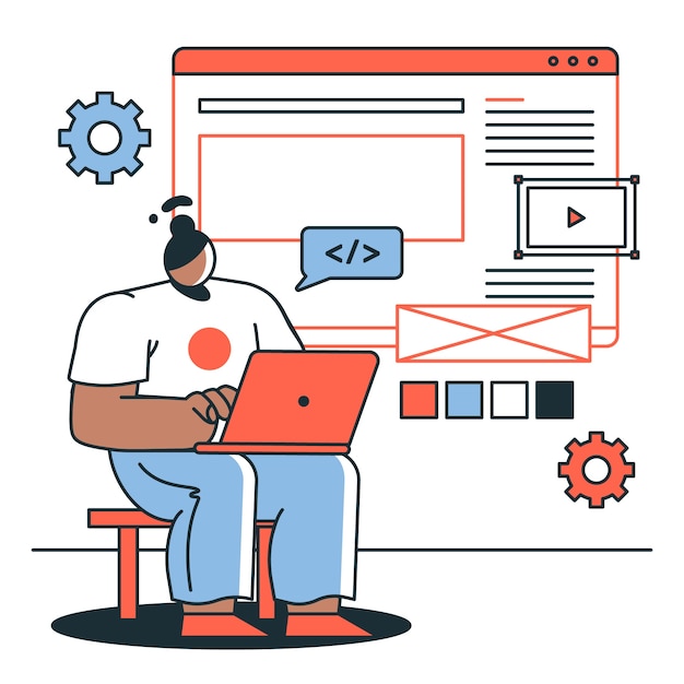 Ilustración del concepto del diseñador del sitio web