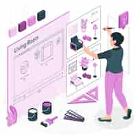 Vector gratuito ilustración del concepto de diseño de interiores