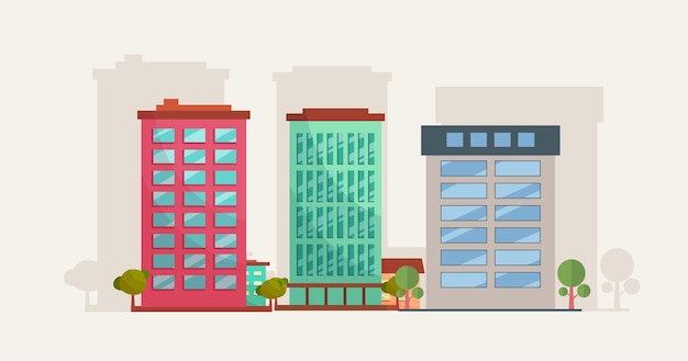 Vector gratuito ilustración de concepto de diseño plano de dibujos animados de edificio tradicional y moderno, concepto de construcción de negocios inmobiliarios