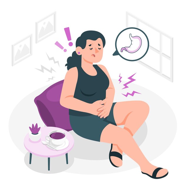 Ilustración del concepto de dolor de estómago