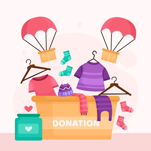 Ilustración de concepto de donación de ropa plana