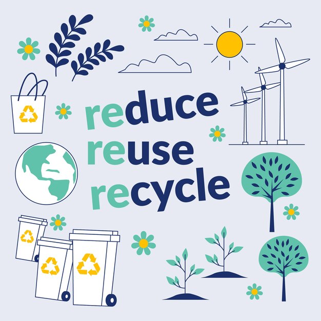 Ilustración de concepto de eco de residuos cero