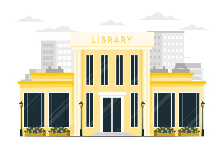 Vector gratuito ilustración de concepto de edificio de biblioteca