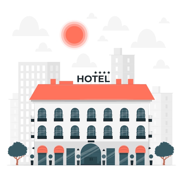 Vector gratuito ilustración del concepto de edificio del hotel