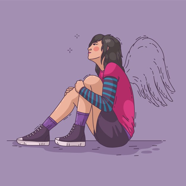 Ilustración de concepto emo dibujado a mano