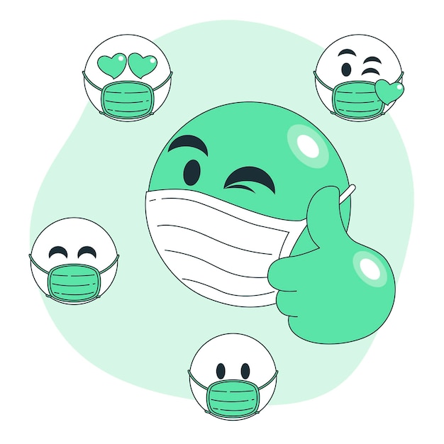 Ilustración de concepto de emoji de máscara facial