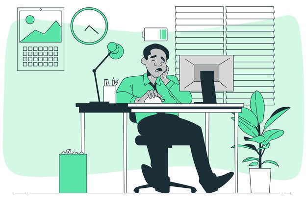 Ilustración del concepto de empleado cansado
