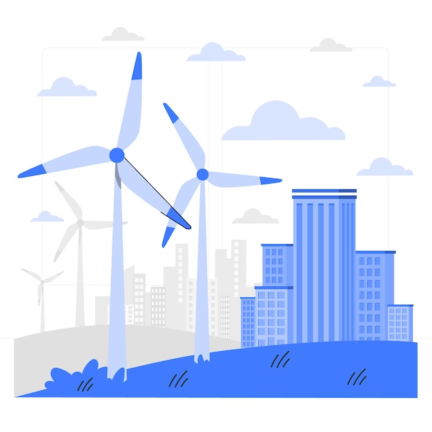 Vector gratuito ilustración del concepto de energía eólica