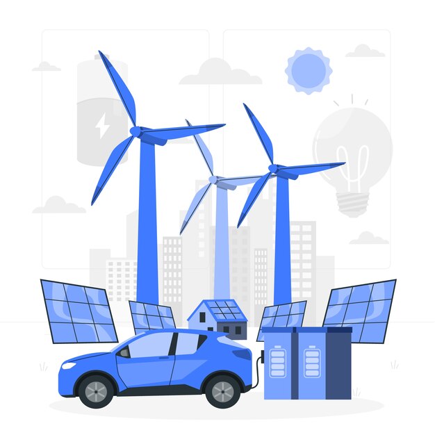 Ilustración del concepto de energía eólica