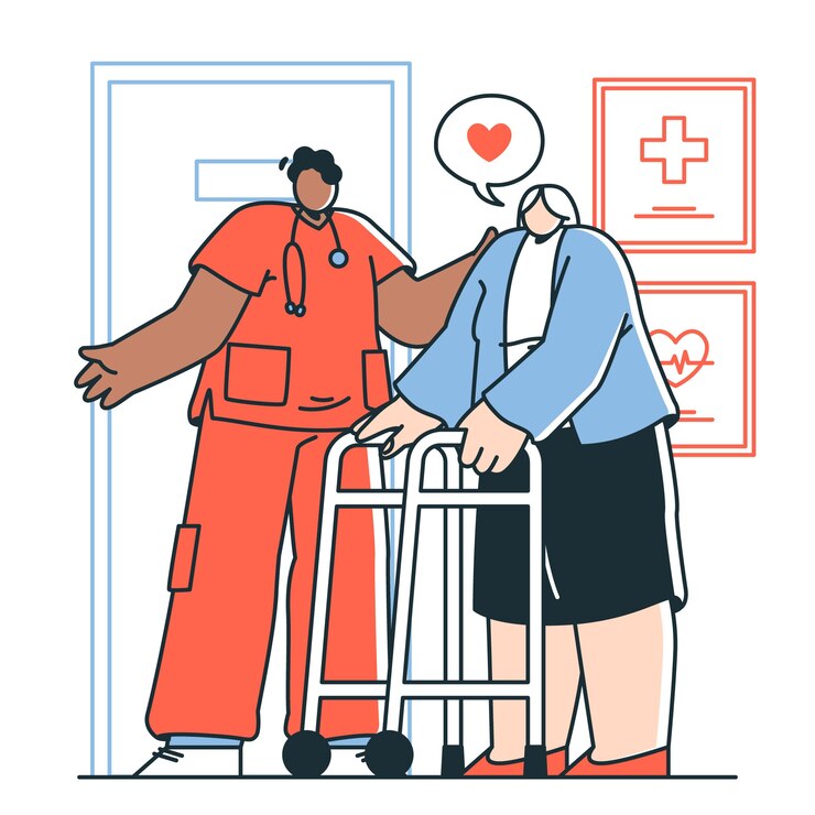 Vector gratuito ilustración del concepto de la enfermera ayudando al paciente