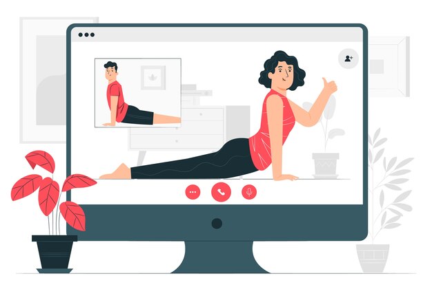 Ilustración del concepto de entrenador personal online