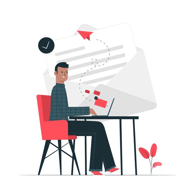 Ilustración del concepto de enviar un mail
