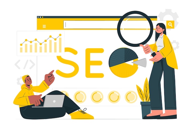 Ilustración de concepto de equipo de análisis de seo