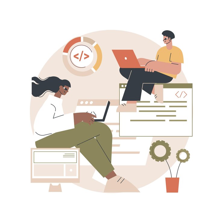 Vector gratuito ilustración de concepto de equipo de desarrollo de software