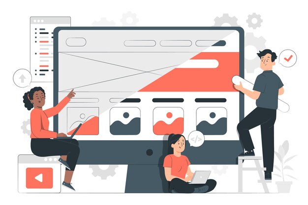 Ilustración del concepto de equipo ui-ux