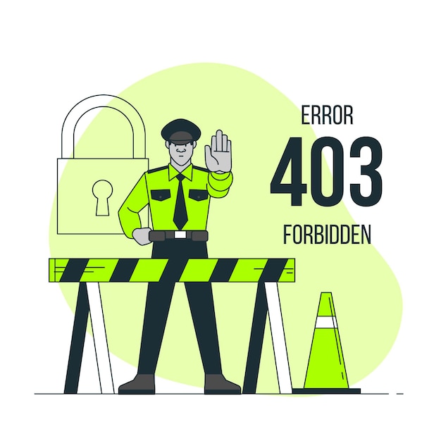 Ilustración del concepto de error 403 prohibido (con policía)