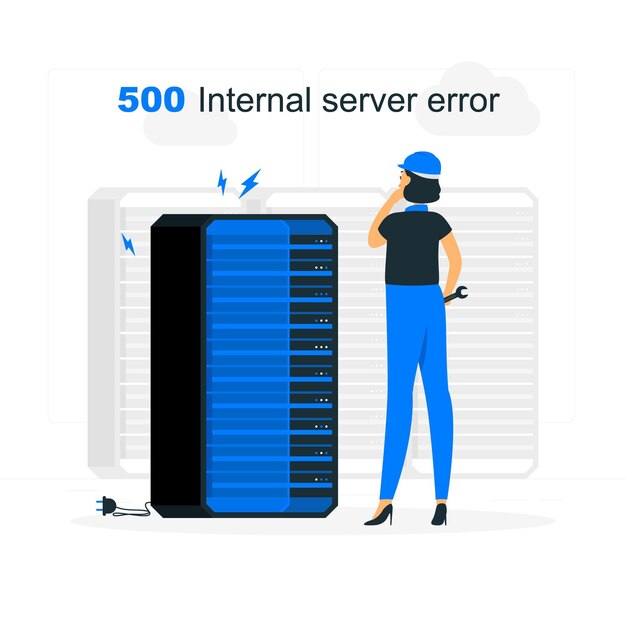 Ilustración del concepto de error 500 del servidor interno