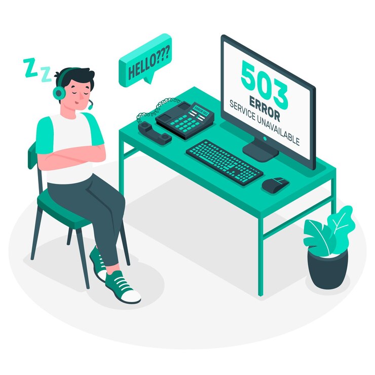 Vector gratuito ilustración del concepto de error 503 error de servicio no disponible