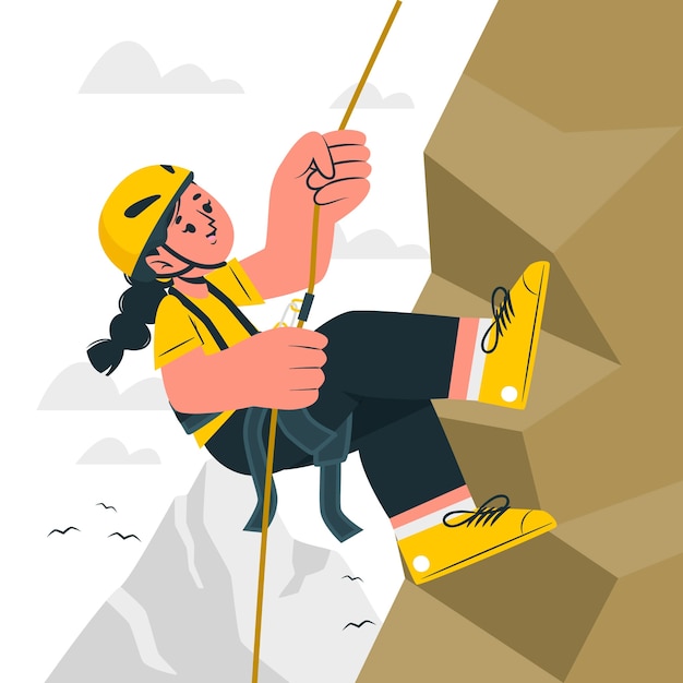 Ilustración del concepto de escalada de un niño