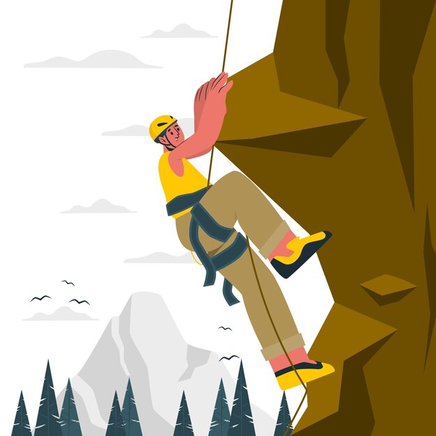 Ilustración del concepto de escalada en roca