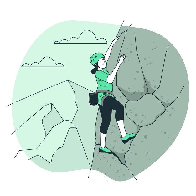 Ilustración del concepto de escalada en roca
