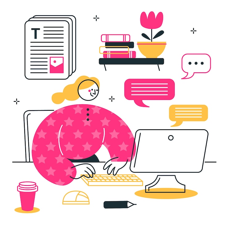 Vector gratuito ilustración del concepto de escribir en teclado