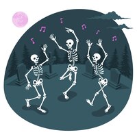 Vector gratis ilustración de concepto de esqueletos bailando