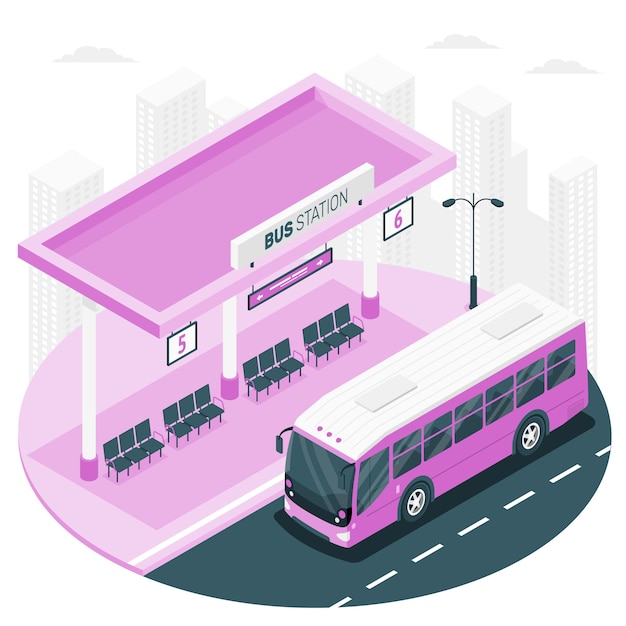 Vector gratuito ilustración del concepto de la estación de autobuses