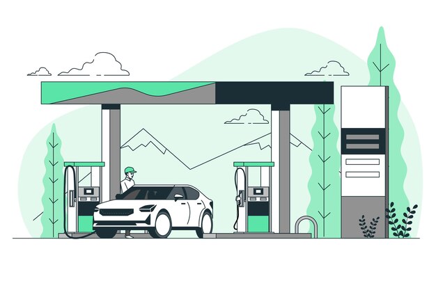 Vector gratuito ilustración de concepto de estación de combustible