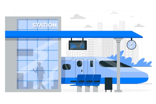 Ilustración del concepto de estación de tren