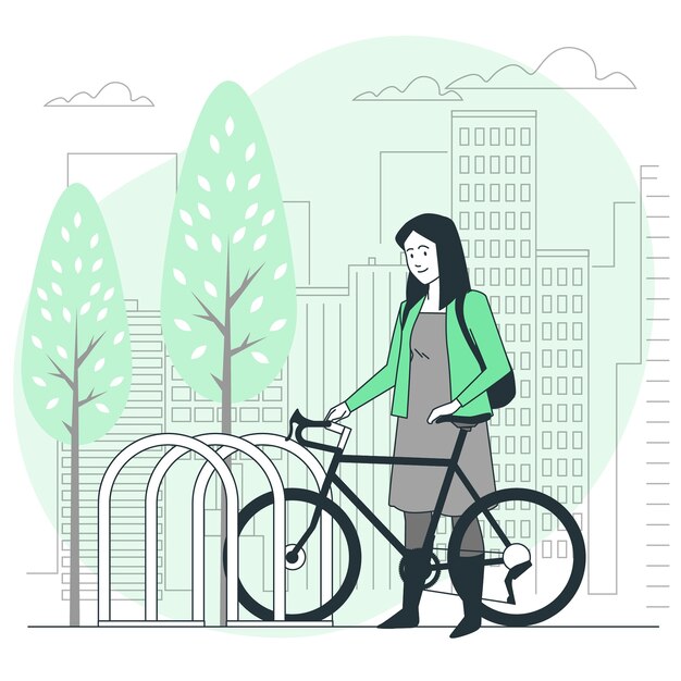 Ilustración del concepto de estacionamiento de bicicletas