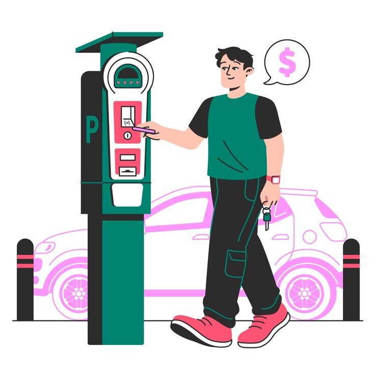 Vector gratuito ilustración del concepto de estacionamiento de pago en la calle