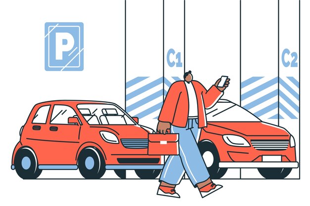 Ilustración del concepto de estacionamiento