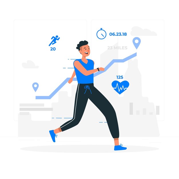 Ilustración de concepto de estadísticas de fitness