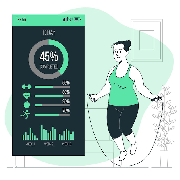 Vector gratuito ilustración de concepto de estadísticas de fitness